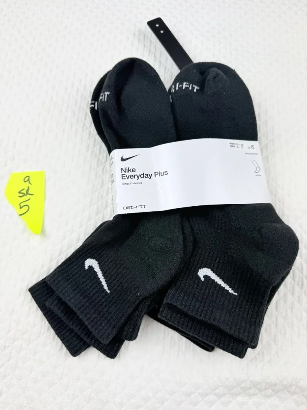Nike Everyday Plus Dri-FIT Adult Mens L (8-12) Cushioned 5 Pairs Ankle Socks